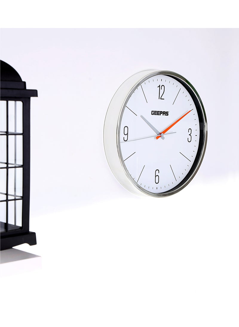 GEEPAS Geepas Wall Clock - Silent Non-Ticking, Glass cover, Large Numeral Clock, Round Decorative Wall Clock for Living Room, Bedroom, Kitchen| 2 Years Warranty| GWC26015  - Image 2