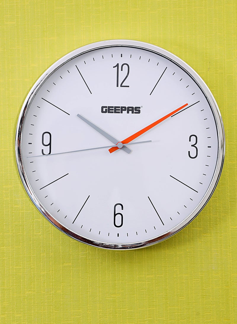 GEEPAS Geepas Wall Clock - Silent Non-Ticking, Glass cover, Large Numeral Clock, Round Decorative Wall Clock for Living Room, Bedroom, Kitchen| 2 Years Warranty| GWC26015  - Image 4