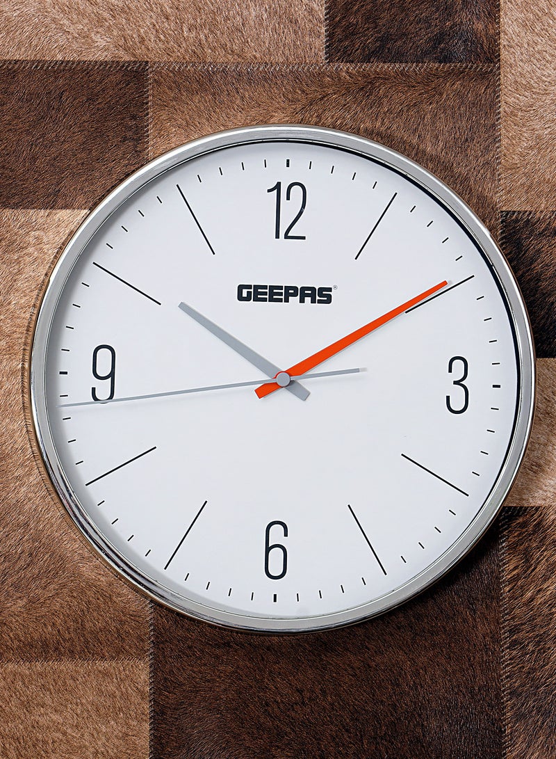 GEEPAS Geepas Wall Clock - Silent Non-Ticking, Glass cover, Large Numeral Clock, Round Decorative Wall Clock for Living Room, Bedroom, Kitchen| 2 Years Warranty| GWC26015  - Image 5