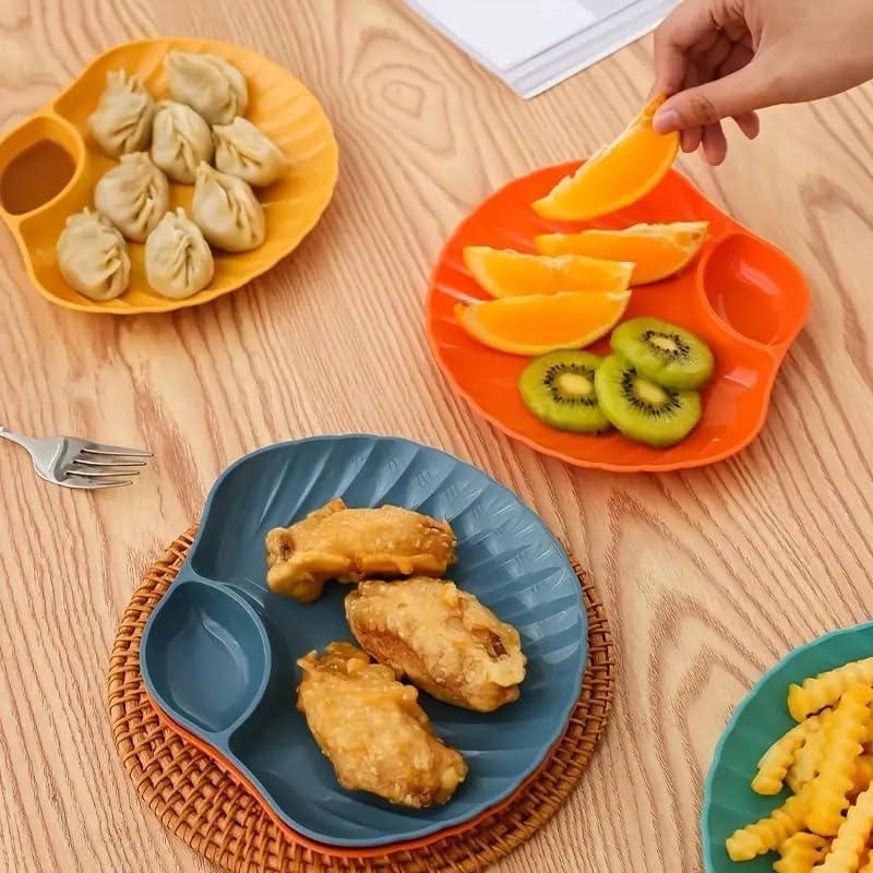 Sugalsu Wheat Straw Dumpling Plates Sushi Plates Dinner Plates Dip Plates Sushi Plates Sauce Plates Dumpling Dishes Dumpling Serving Plates Dumpling Dishes Set of 4 Orange - Image 3