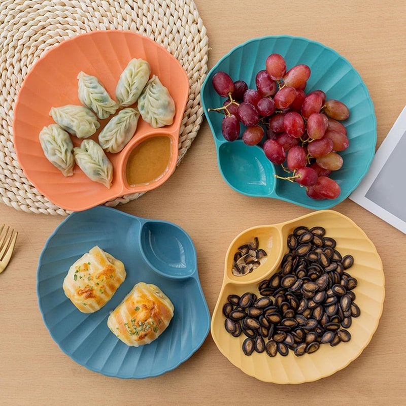 Sugalsu Wheat Straw Dumpling Plates Sushi Plates Dinner Plates Dip Plates Sushi Plates Sauce Plates Dumpling Dishes Dumpling Serving Plates Dumpling Dishes Set of 4 Orange - Image 5
