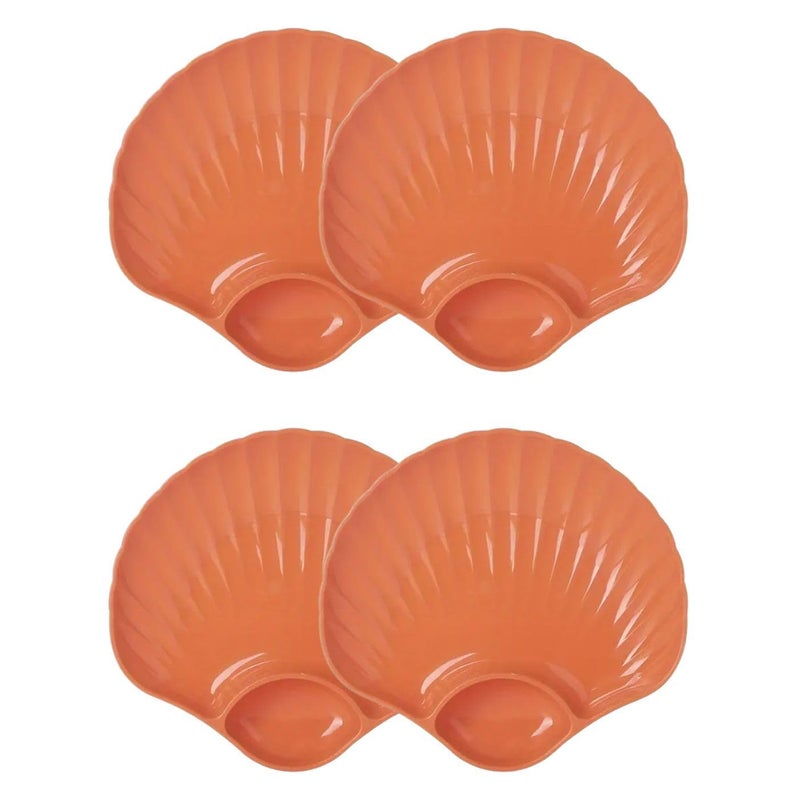 Sugalsu Wheat Straw Dumpling Plates Sushi Plates Dinner Plates Dip Plates Sushi Plates Sauce Plates Dumpling Dishes Dumpling Serving Plates Dumpling Dishes Set of 4 Orange - Image 1