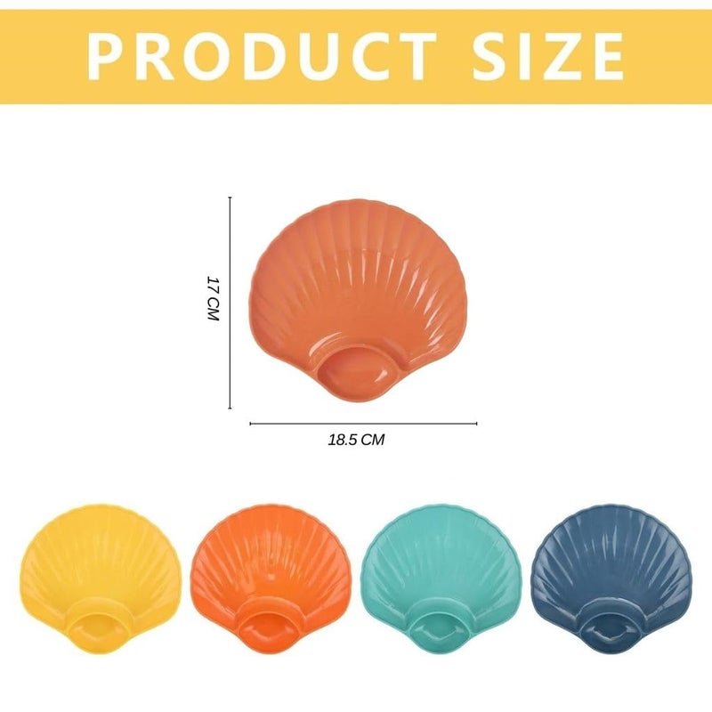 Sugalsu Wheat Straw Dumpling Plates Sushi Plates Dinner Plates Dip Plates Sushi Plates Sauce Plates Dumpling Dishes Dumpling Serving Plates Dumpling Dishes Set of 4 Orange - Image 2