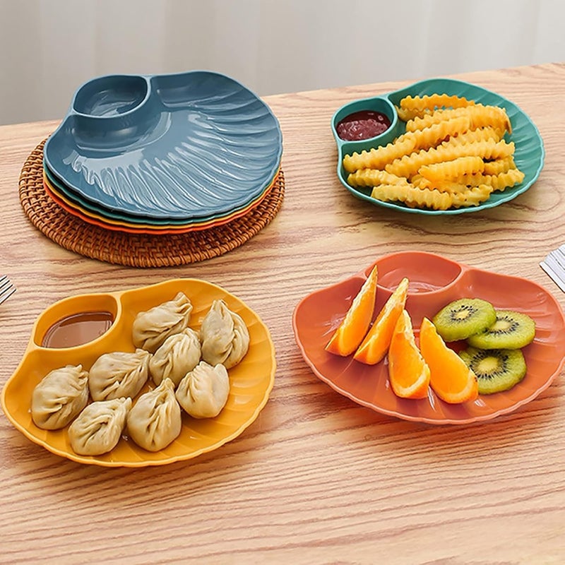 Sugalsu Wheat Straw Dumpling Plates Sushi Plates Dinner Plates Dip Plates Sushi Plates Sauce Plates Dumpling Dishes Dumpling Serving Plates Dumpling Dishes Set of 4 Orange - Image 4
