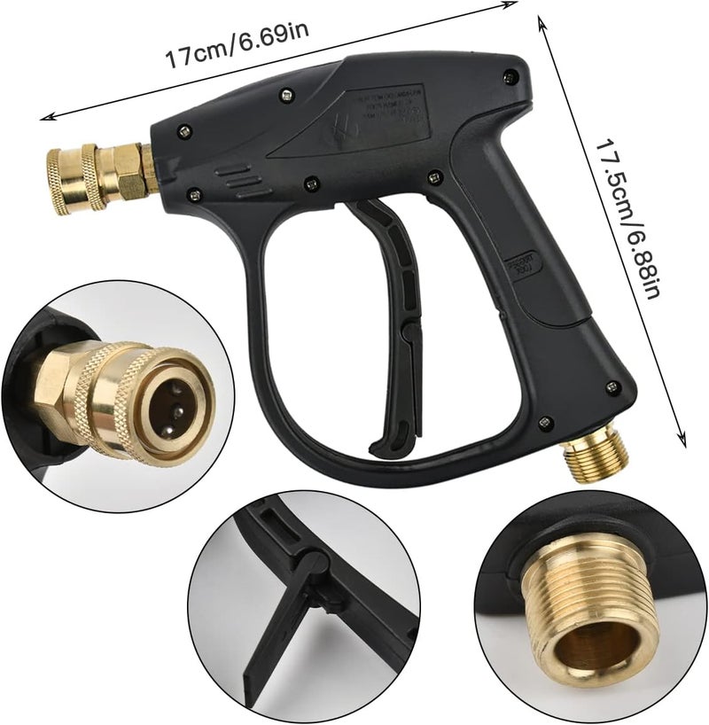 مسدس غسيل عالي الضغط 4350PSI مع 5 رؤوس فوهات مياه، مسدس غسيل عالي الضغط لـ Karcher، منظف غسيل، مسدس تنظيف، غسيل السيارات، مسدس مياه مع موصل خرطوم M22-14 وموصل سريع Karcher 1/4 بوصة - Image 2