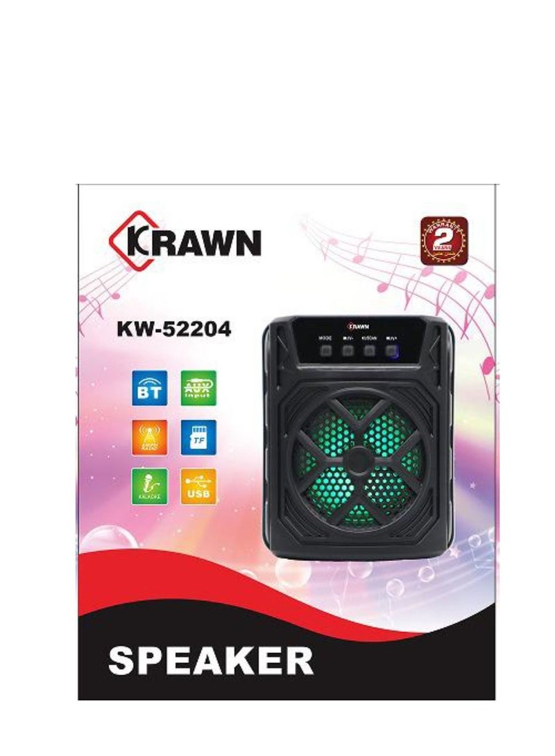 KRAWN Portable Bluetooth Speaker, FM Radio, SD Card, USB Port, MP3 Player KW-52204 - Image 2
