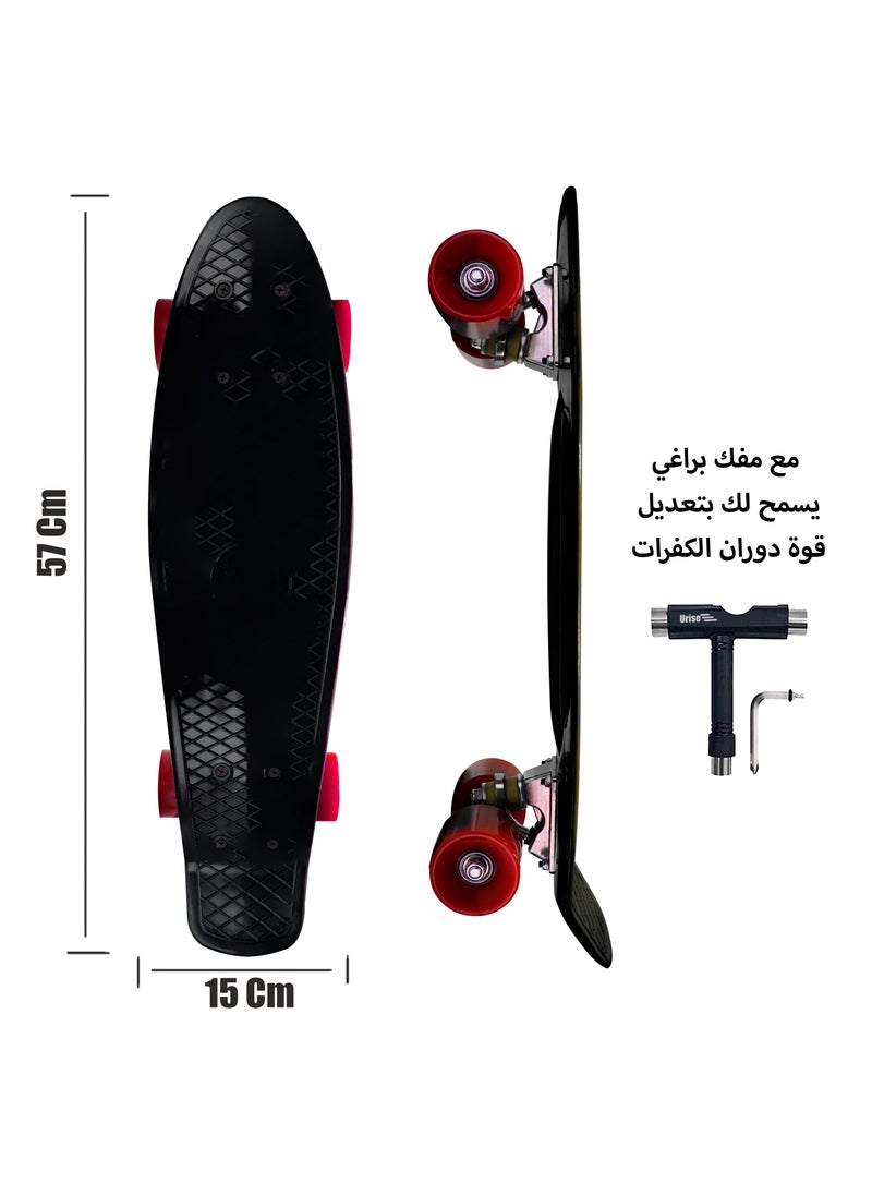 Urise - Skateboard with Repair Kits Mini Cruiser for Boys and Girls with ABEC 7 Bearings and PU Wheels for Skating Cruising (57cm x 15cm) - Image 1
