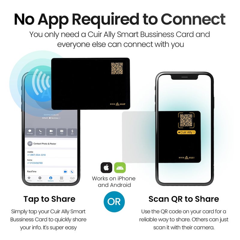 CUIR ALLY Premium NFC Business Card - Contactless Technology for Easy Networking and Data Sharing - White - Image 4