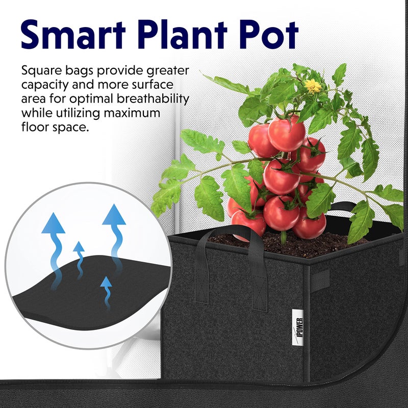 iPower GLGROWBAGCUBIC3X5 5 Pack 3 Gallon Square Grow Bags Thick Fabric Planting Pots with Handles for Indoor and Outdoor Garden, Black - Image 4