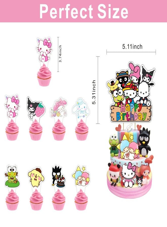 ARHAVI 25 Pcs Kitty and His Friends Cake Topper and Cupcake Toppers Set Birthday Party Supplies for Kawaii Themed Birthday Decorations - Image 4