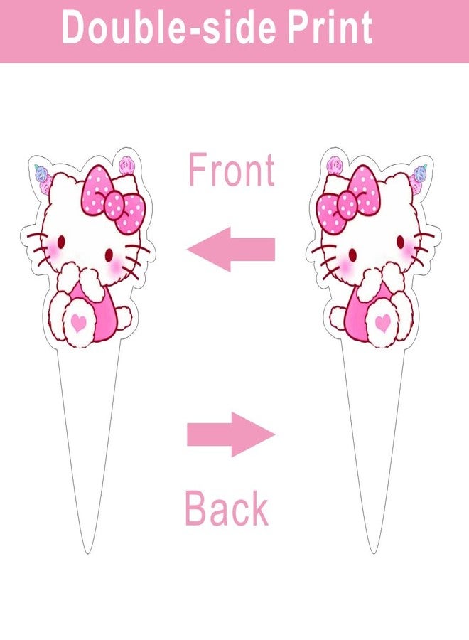 ARHAVI 25 Pcs Kitty and His Friends Cake Topper and Cupcake Toppers Set Birthday Party Supplies for Kawaii Themed Birthday Decorations - Image 3