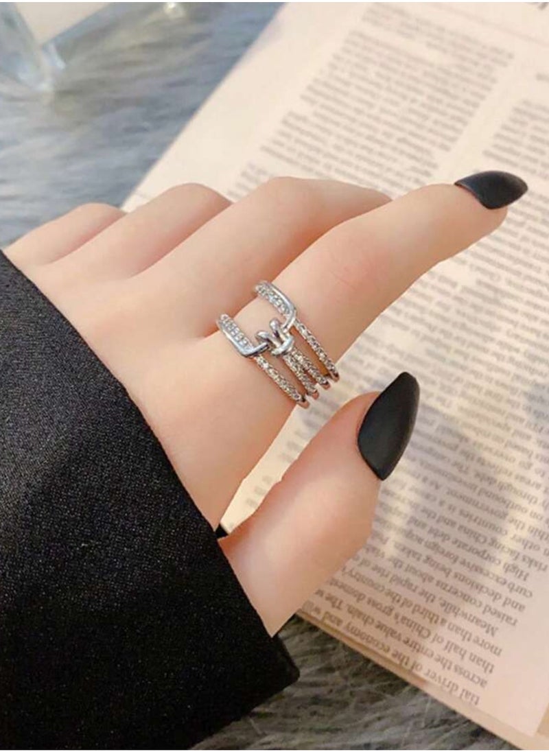 Elegant Stainless Steel Silver Plated Cubic Zirconia Ring For Women One Size - pzsku/Z85EB45B975698FAA5BF1Z/45/_/1728491157/e334889a-9f47-4d06-9b28-d554c6ee12de