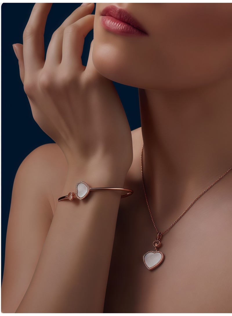 Chopard 18K Rose Gold Heart-Shaped Mother-of-Pearl Pendant Necklace For Women​ - Image 2