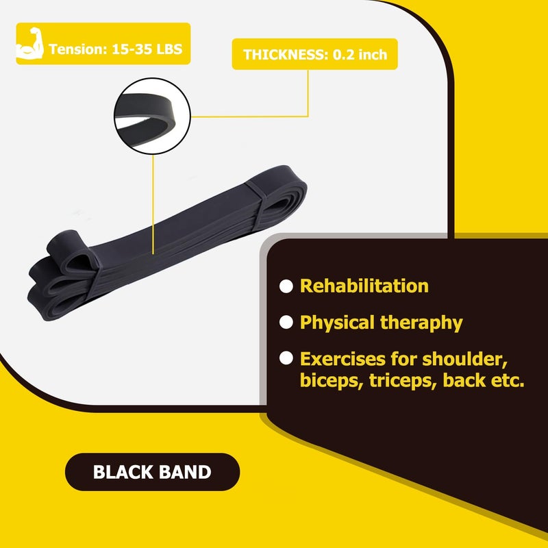 WSAKOUE Pull Up Bands, Resistance Bands, Pull Up Assistance Band Exercise Bands for Men & Women Working Out, Body Stretching, Physical Therapy, Muscle Training - Black - Image 3