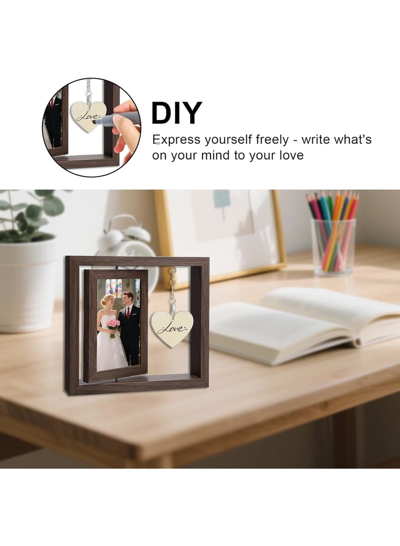 SYOSI إطار صور الذكرى السنوية، هدية رومانسية للأزواج، تذكار للزواج أو العلاقة الأولى، حامل صور مزدوج 15x10 سم، مثالي لصديقة أو صديق، زفاف أو ديكور منزلي - Image 4