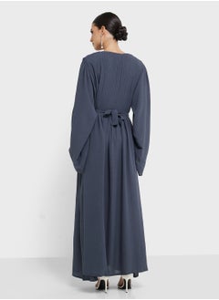 hayas closet Flared Sleeve Belted Abaya  - Image 2