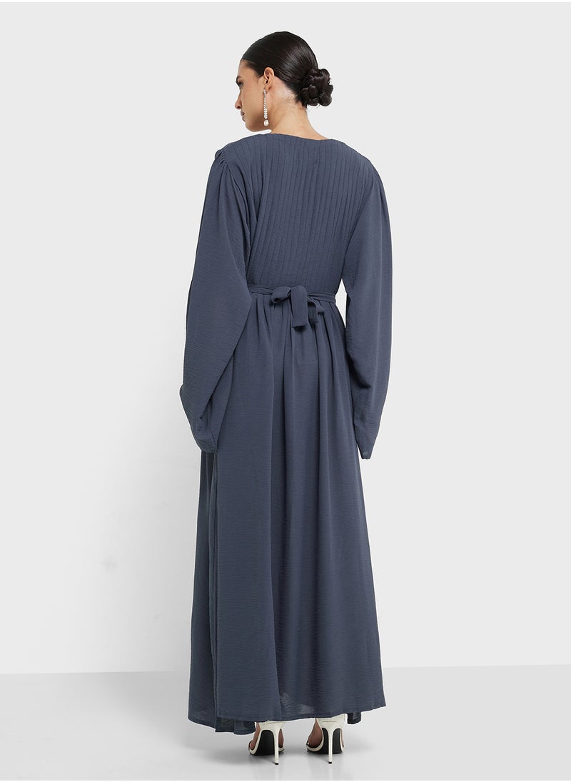 hayas closet Flared Sleeve Belted Abaya  - Image 2