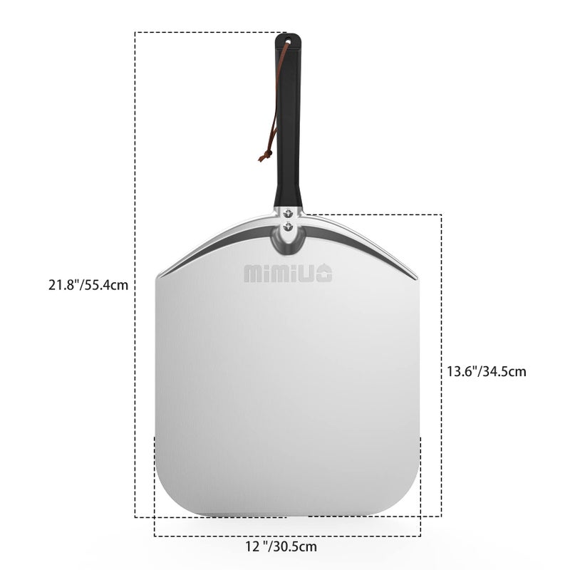 Mimiuo Aluminum Turning Pizza Peel for Oven and Grill, 12 x 14 Inch Pizza Spatula Turning Shovel for Baking Bread and Pie, Pizza Oven Accessories and Pizza Tools - Image 2