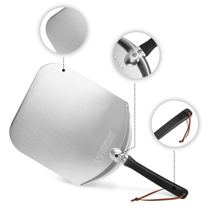 Mimiuo Aluminum Turning Pizza Peel for Oven and Grill, 12 x 14 Inch Pizza Spatula Turning Shovel for Baking Bread and Pie, Pizza Oven Accessories and Pizza Tools - Image 3