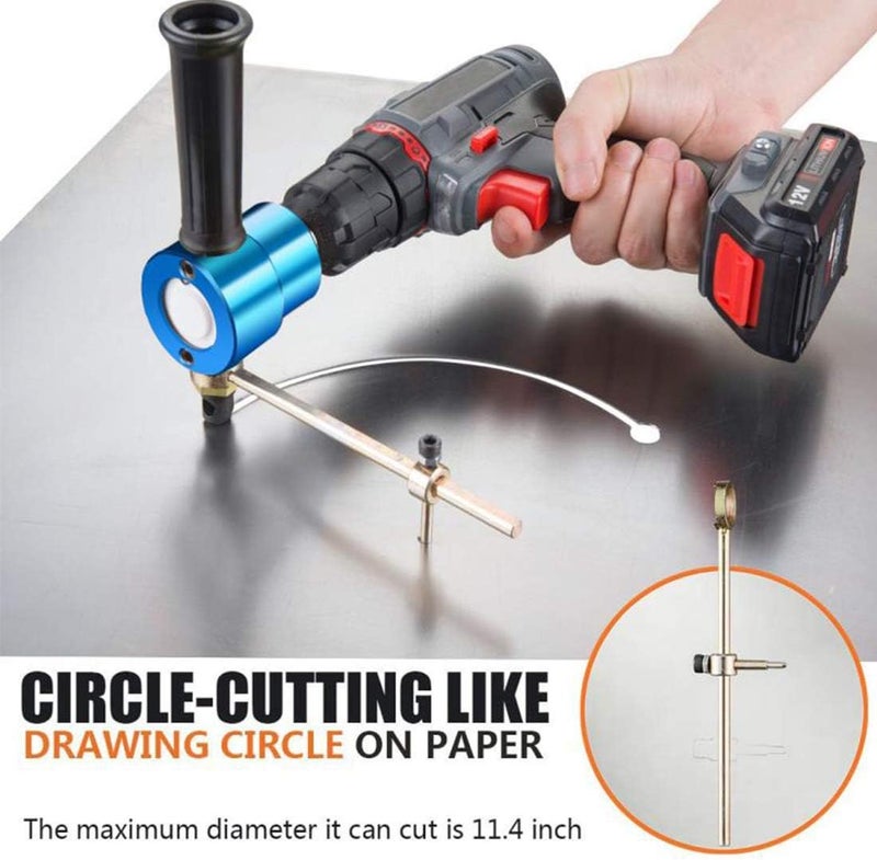 Dicfeos Double Head Metal Sheet Nibbler Cutter with Circle Cutting Accessories, Drill Attachment with Wrench and Parts, Maximum 14 Gauge Steel - Image 5