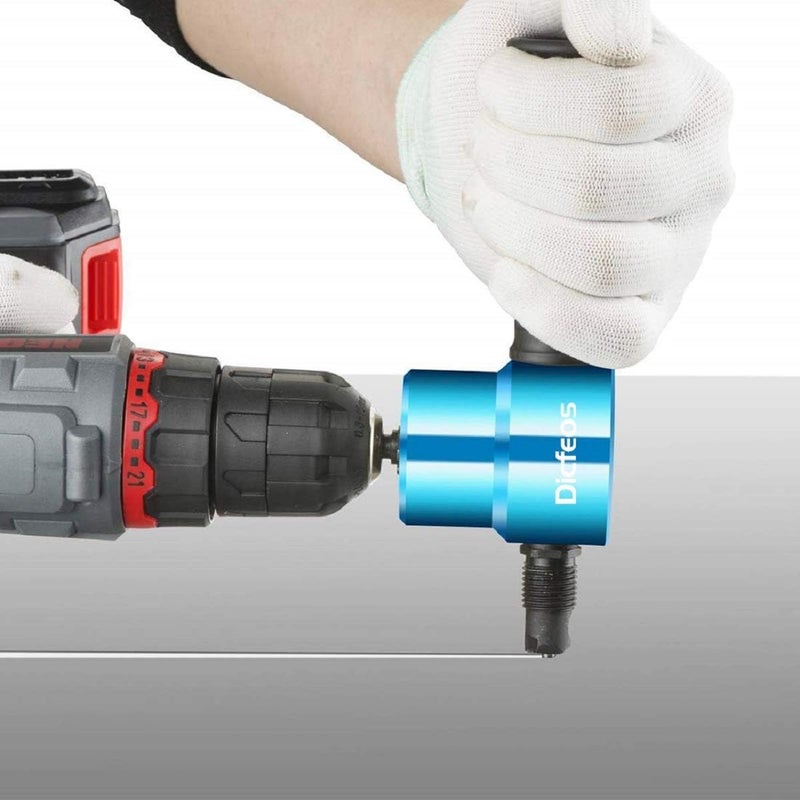 Dicfeos Double Head Metal Sheet Nibbler Cutter with Circle Cutting Accessories, Drill Attachment with Wrench and Parts, Maximum 14 Gauge Steel - Image 2