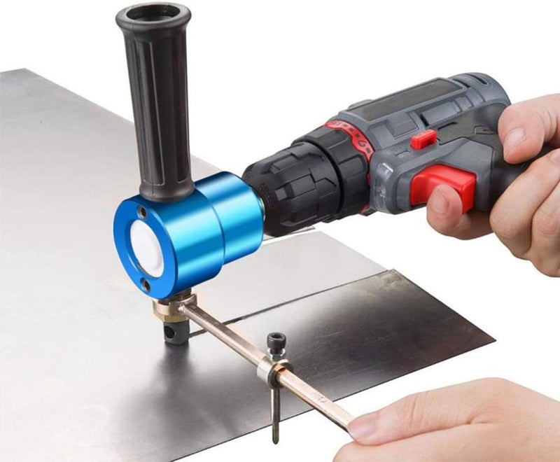 Dicfeos Double Head Metal Sheet Nibbler Cutter with Circle Cutting Accessories, Drill Attachment with Wrench and Parts, Maximum 14 Gauge Steel - Image 4