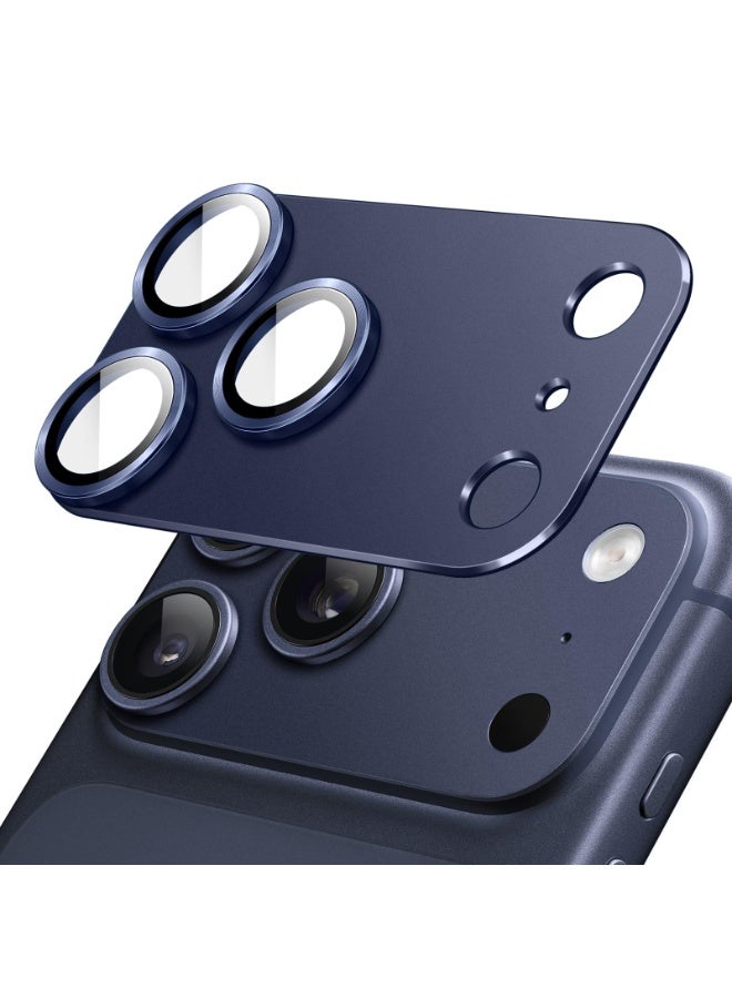 BAIKO Camera Lens Protector for iPhone 17 Pro 6.3-Inch, Full Coverage 9H Tempered Glass Ring Cover, Matte Metal Plate, Case Friendly, 1-Pack (Deep Blue) - Image 1