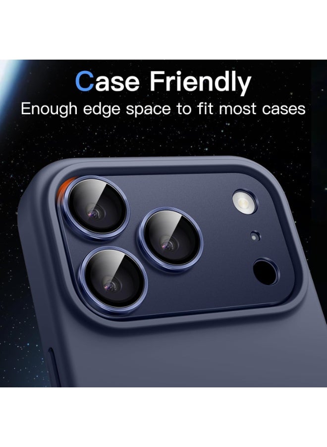 BAIKO Camera Lens Protector for iPhone 17 Pro 6.3-Inch, Full Coverage 9H Tempered Glass Ring Cover, Matte Metal Plate, Case Friendly, 1-Pack (Deep Blue) - Image 2