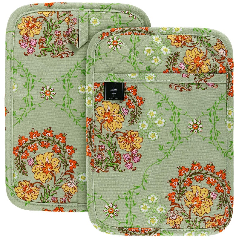 BONTHEE Pot Holders for Kitchen Heat Resistant Hot Pads for Countertops Oven Pot Holders Cotton Potholders for Kitchen Cooking Baking - 2PCS - Image 1