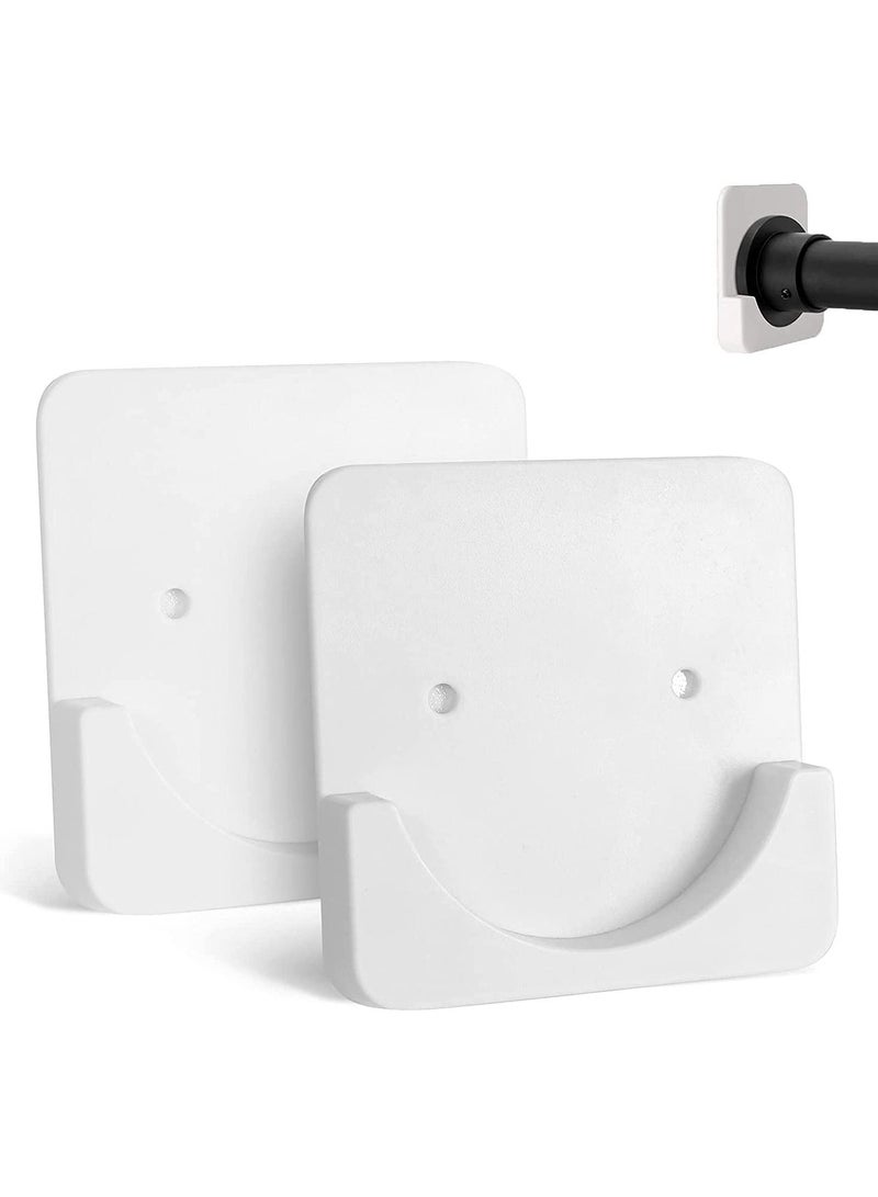 Adhesive Curtain Rod Holder 2-Piece No Drilling for Bathroom Wall with Sticker and Sturdy Screws  - Image 1