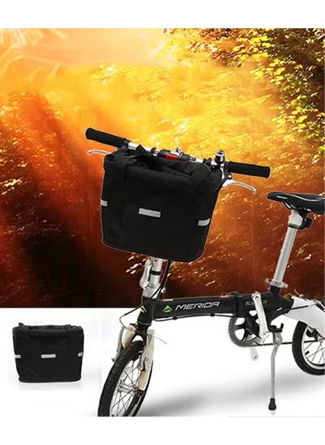 Generic Waterproof Bicycle Front Basket,Bicycle Front Basket Removable Waterproof Bike Handlebar Canvas Basket Pet Carrier Frame Bag  - Image 1