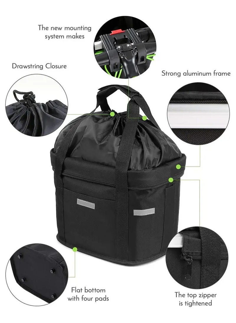 Generic Waterproof Bicycle Front Basket,Bicycle Front Basket Removable Waterproof Bike Handlebar Canvas Basket Pet Carrier Frame Bag  - Image 4