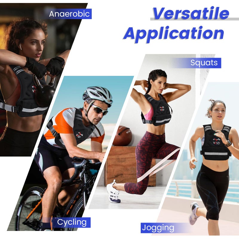 VBSD Adjustable Weighted Vest for Women Men 4-10lb Vest with 6 Ironsand Weights Body Weight Vest with Reflective Strip for Running Walking Strength Training Workouts - Image 5