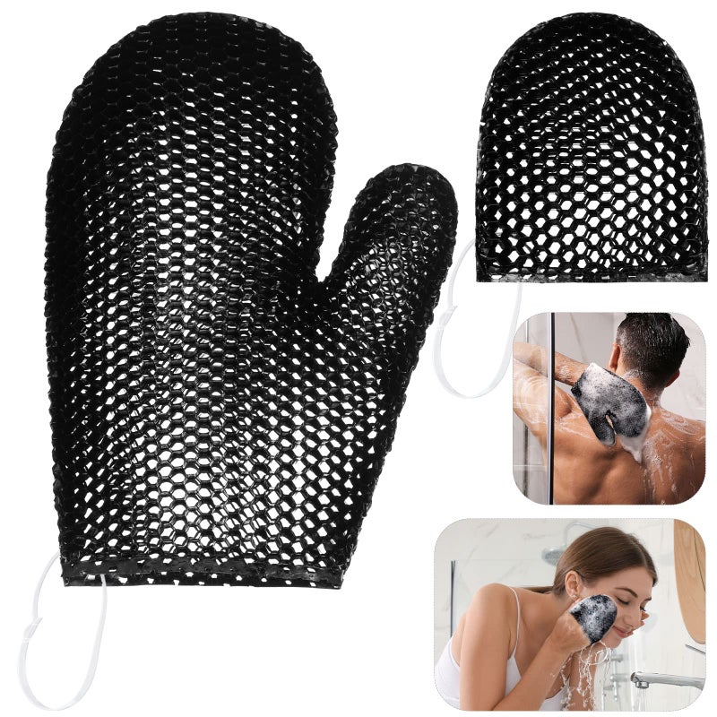 Vesici 2 Pcs Honeycomb Exfoliating Glove Set Exfoliating Bath Mitt Honeycomb Face and Body Scrubber Shower Mitt Sponges for Cleaning Body Shower Face Skin Beauty Spa(Black) - Image 1