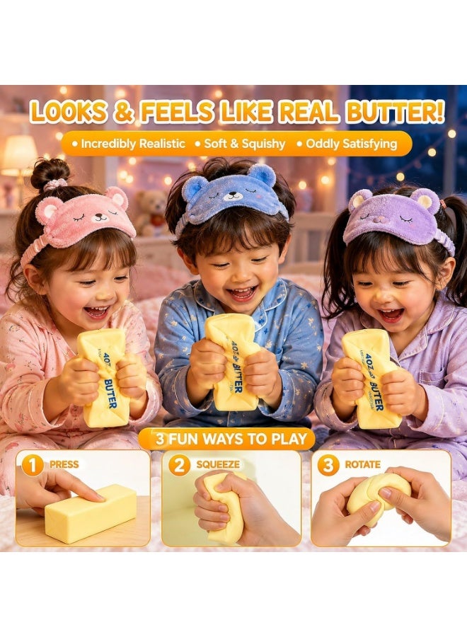 squishy Butter Squishy Toy, Slow Rising Fake Butter Squeeze Toy, Soft Food Squishy Fidget Toy for Desk, Funny Gag Gift for Adults Teens - Image 3