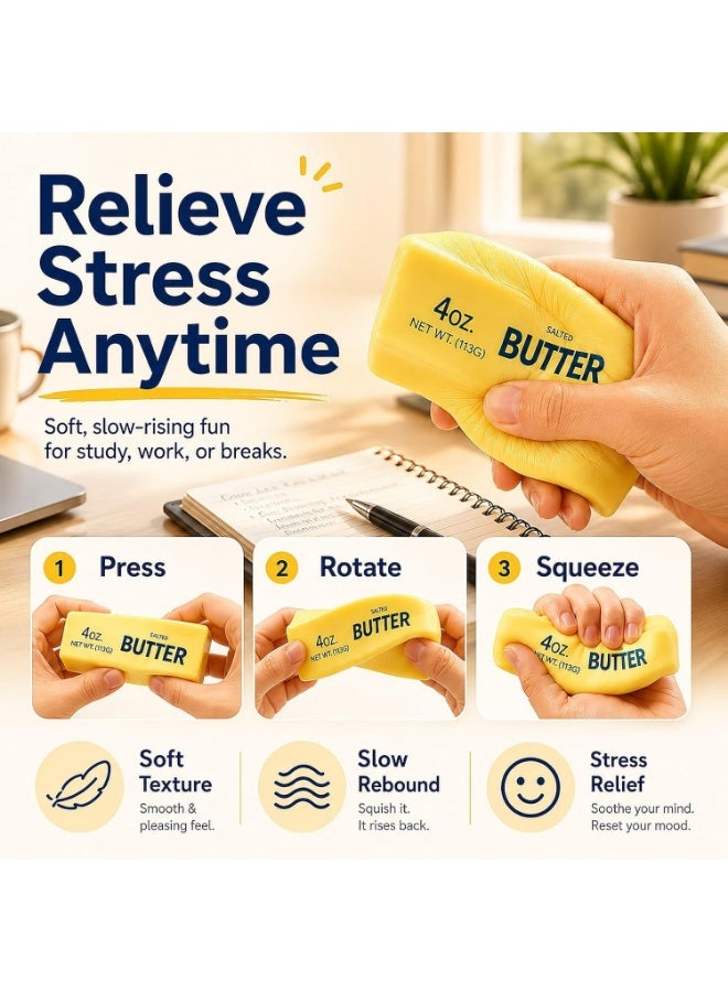 squishy Butter Squishy Toy, Slow Rising Fake Butter Squeeze Toy, Soft Food Squishy Fidget Toy for Desk, Funny Gag Gift for Adults Teens - Image 5