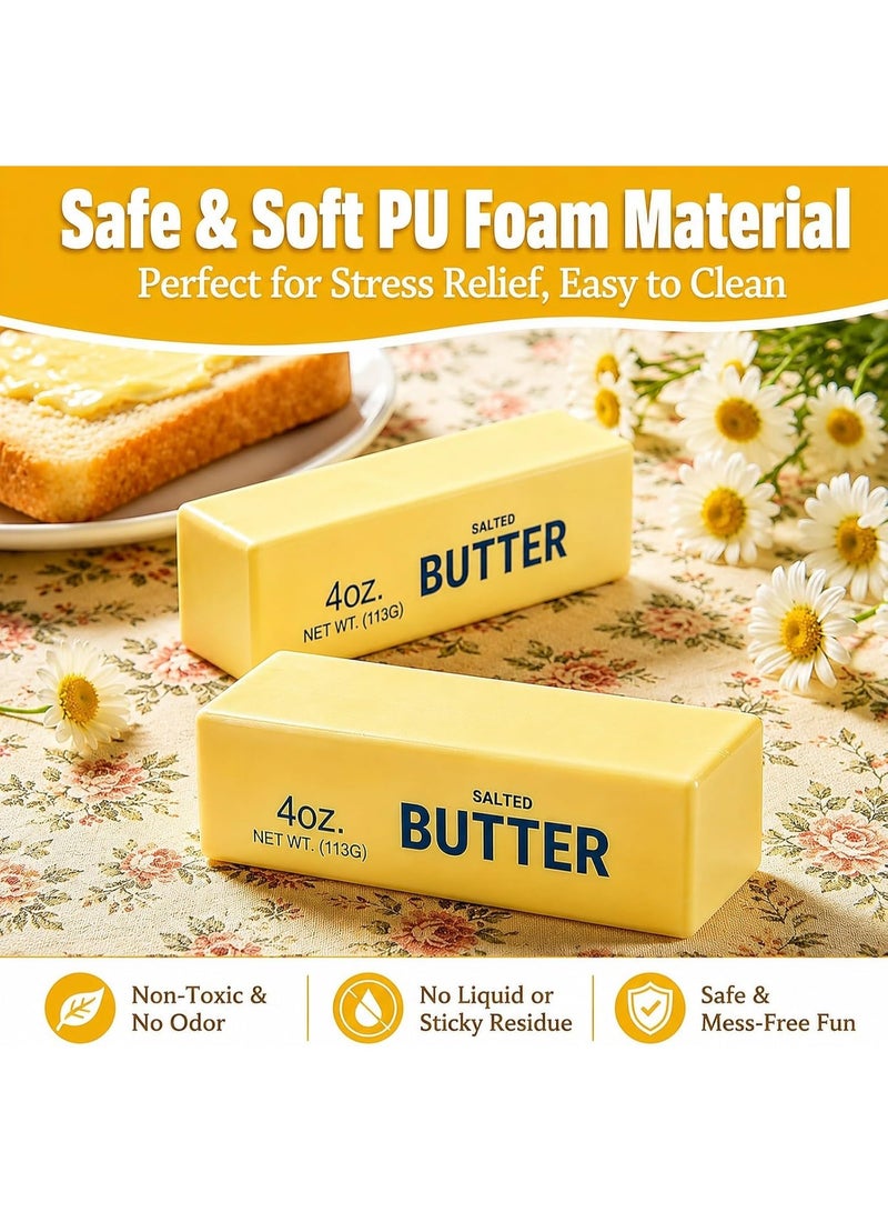 squishy Butter Squishy Toy, Slow Rising Fake Butter Squeeze Toy, Soft Food Squishy Fidget Toy for Desk, Funny Gag Gift for Adults Teens - Image 2