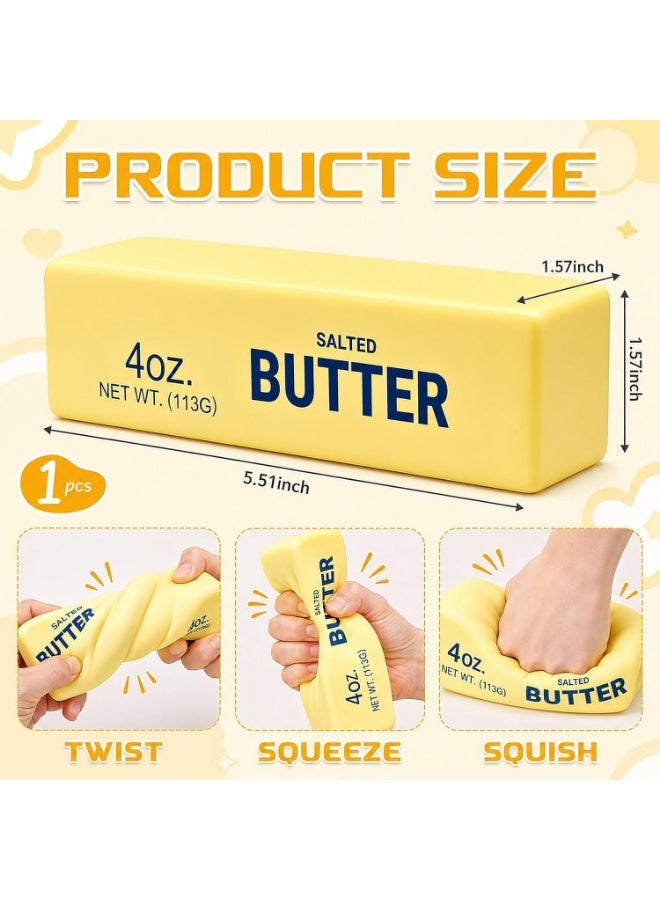 squishy Butter Squishy Toy, Slow Rising Fake Butter Squeeze Toy, Soft Food Squishy Fidget Toy for Desk, Funny Gag Gift for Adults Teens - Image 1