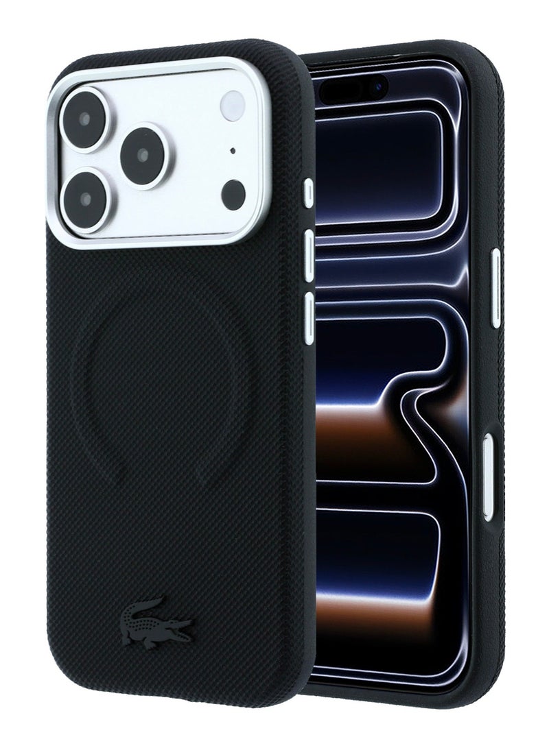 LACOSTE MagSafe PU Leather Hard Case for iPhone 18 Pro Max, Petit Pique Embossed Slim Protective Cover - Image 1