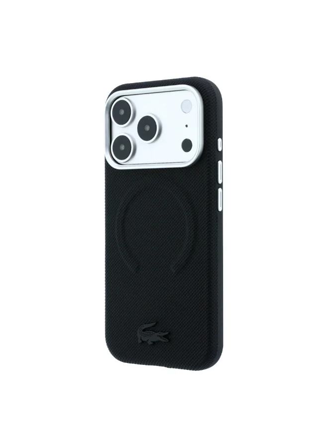Lacoste MagSafe PU Leather Hard Case for iPhone 18 Pro Max, Petit Pique Embossed Slim Protective Cover