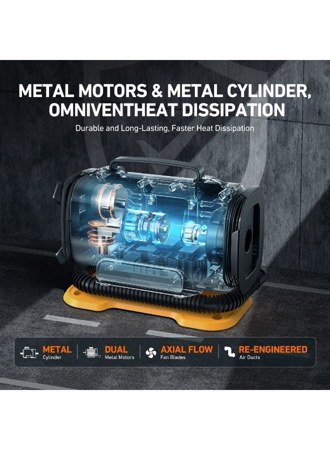 AstroAI Tyre Inflator Air Compressor 150PSI, Power Supply 12V DC / 230V AC, Tyre Pump with Dual Metal Motors & LED Light, Car Accessories for Car, Bicycle and Air Mattresses for Gifts - Image 2
