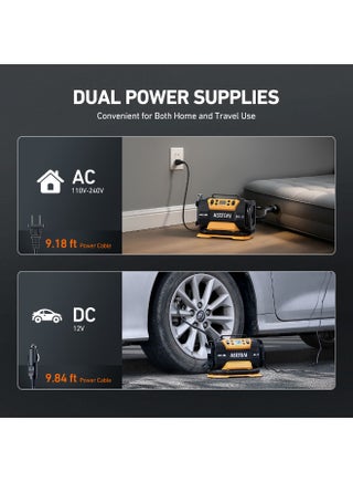 AstroAI Tyre Inflator Air Compressor 150PSI, Power Supply 12V DC / 230V AC, Tyre Pump with Dual Metal Motors & LED Light, Car Accessories for Car, Bicycle and Air Mattresses for Gifts - view 4