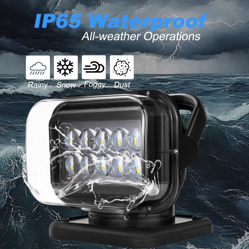 Niceky LED Spotlight for Truck,Remote LED Search Light Auto-Reset 360 Rotating Boat Spot Light for Marine Offroad Pickup SUV UTV Hunting Go Outdoor,6 Strong Magnets 50W 5000lm 12V 24V (Black) - Image 5
