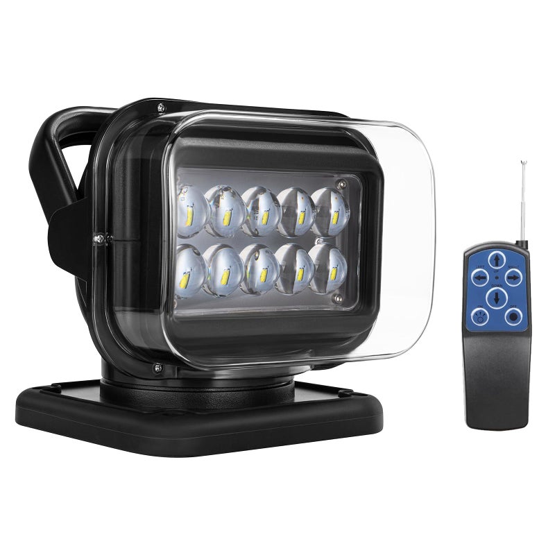 Niceky LED Spotlight for Truck,Remote LED Search Light Auto-Reset 360 Rotating Boat Spot Light for Marine Offroad Pickup SUV UTV Hunting Go Outdoor,6 Strong Magnets 50W 5000lm 12V 24V (Black) - Image 1