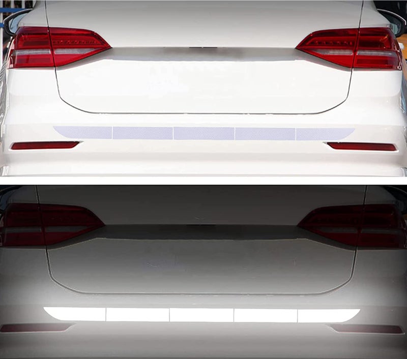US1984 US1984 Car High Intensity Reflective Sticker Warning Safety Reflector Strips Universal Car Truck Bumper Reflective Stickers 5 pcs Set - 90x3.5 cm (White) - Image 1