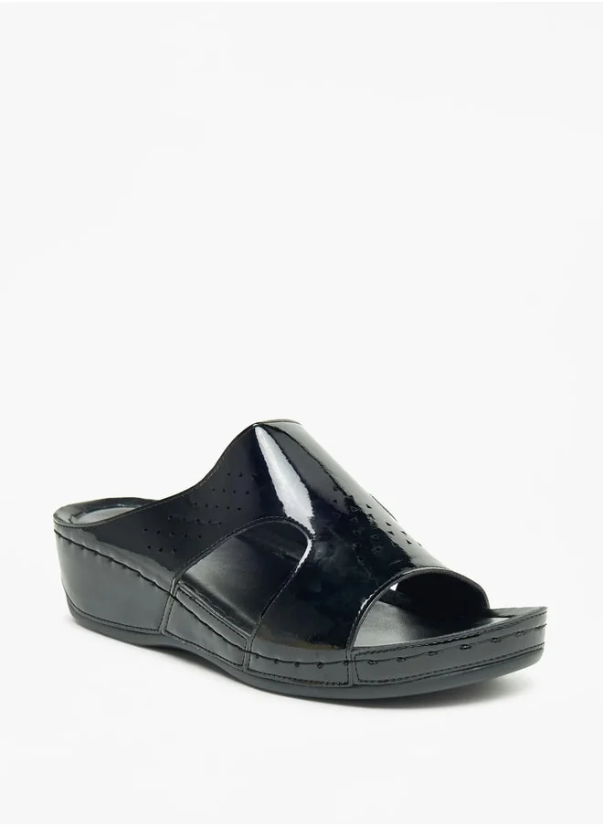 Le Confort Solid Slip-On Sandals with Wedge Heels