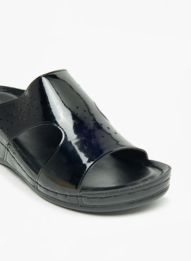 Le Confort Solid Slip-On Sandals with Wedge Heels