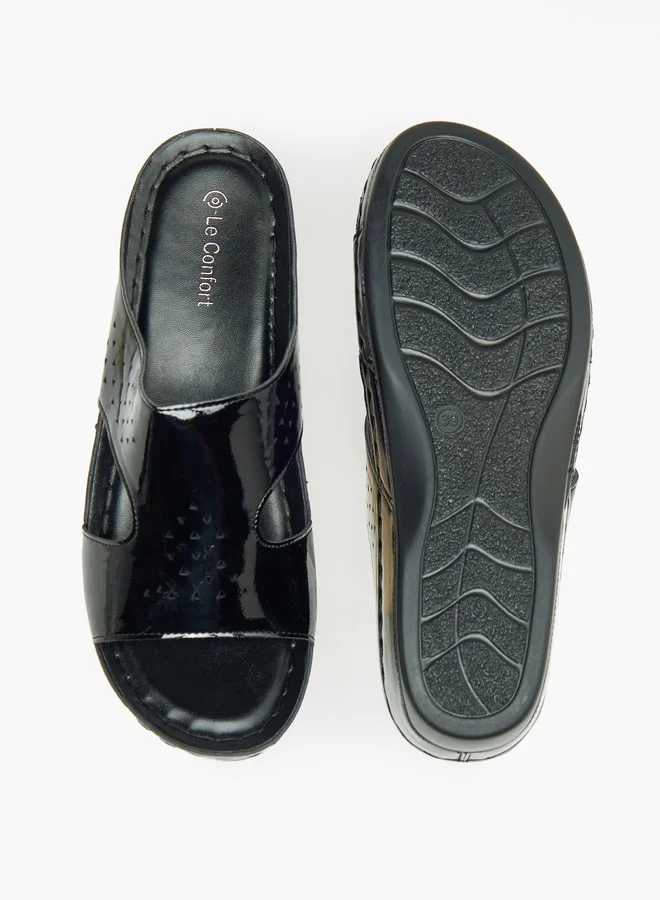Le Confort Solid Slip-On Sandals with Wedge Heels