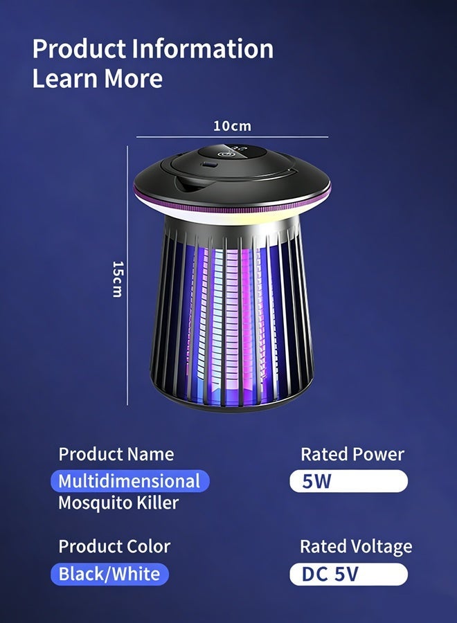 Portable Electric Flying Insects Killer Bug Zapper Insect Killer Outdoor,Mosquito Insect Bug Zapper Trap Killer LED Lamp, Electronic Mosquito Killer Electric Insect Killer Indoor and Outdoor,Mosquito Killer LED UV Light, Fly Trap for Patio Yard Garden Indoor Use - Image 2