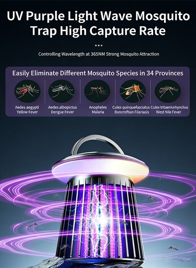Portable Electric Flying Insects Killer Bug Zapper Insect Killer Outdoor,Mosquito Insect Bug Zapper Trap Killer LED Lamp, Electronic Mosquito Killer Electric Insect Killer Indoor and Outdoor,Mosquito Killer LED UV Light, Fly Trap for Patio Yard Garden Indoor Use - Image 4